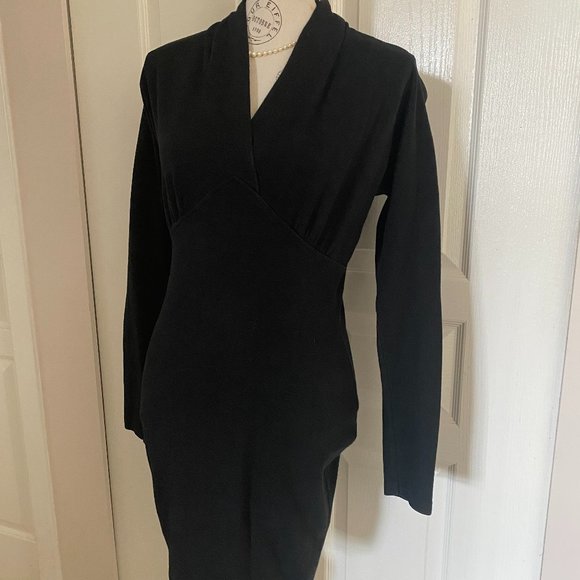 Vintage 1980s Little Black Hip Hugging Sexy Dress With Spandex - Picture 4 of 4